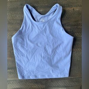 Athleta Girl High Neck Racerback Crop Tank Top Periwinkle Blue Size L (12)
